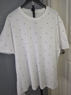 Old Navy Men XXL White Palm Tree Graphic T-Shirt Soft-Washed Tropical Tee 2XL
